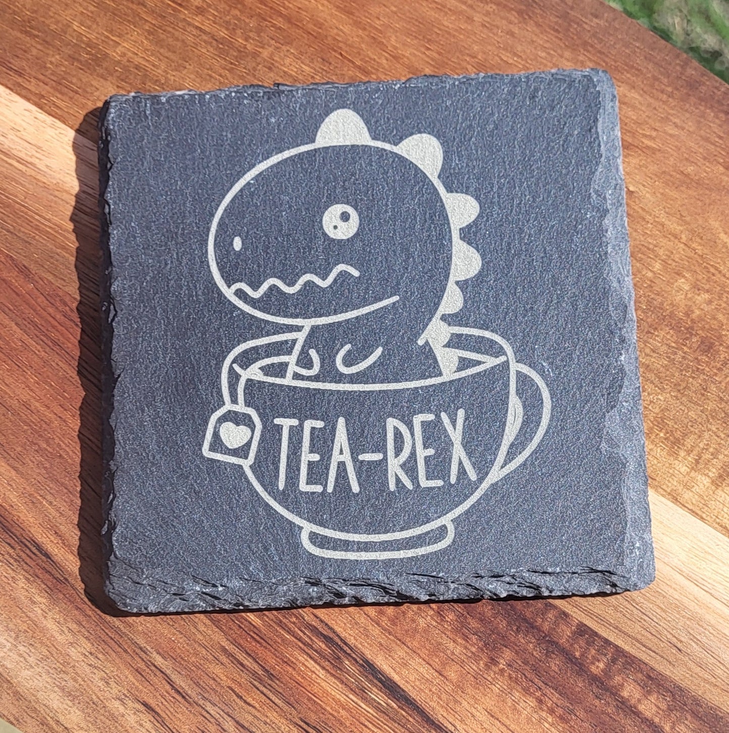Slate Coaster - Tea Rex