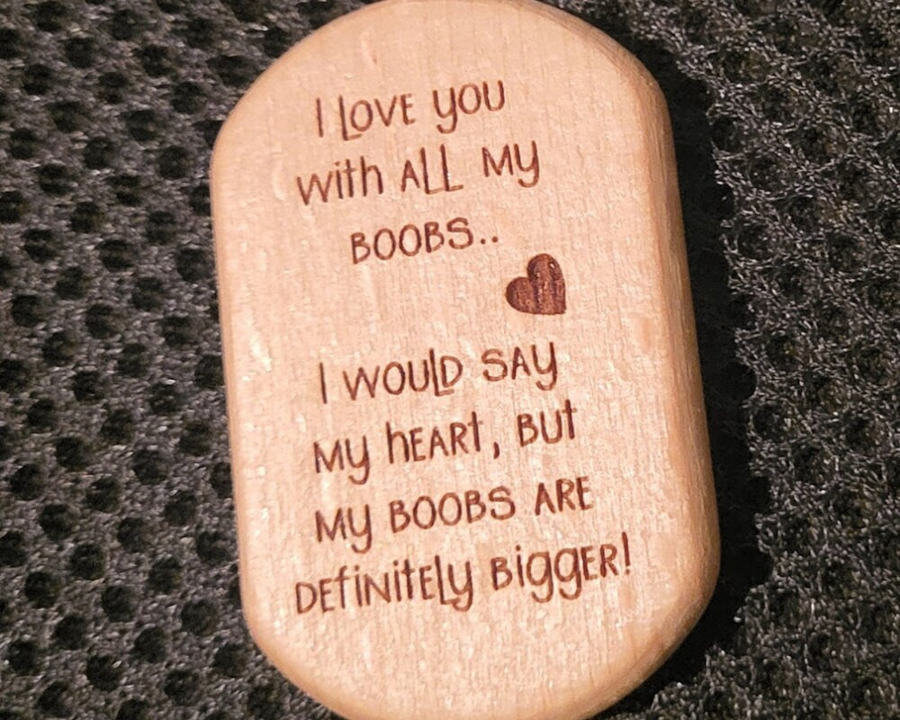 Engraved, Wooden Boobs Keyring