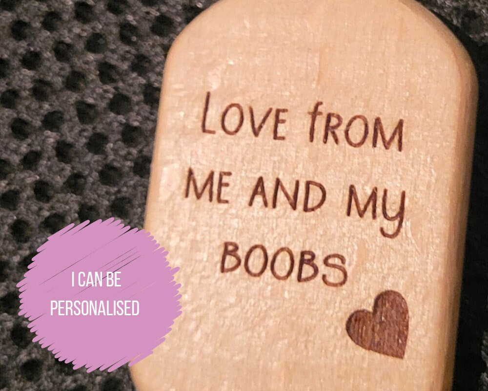 Engraved, Wooden Boobs Keyring