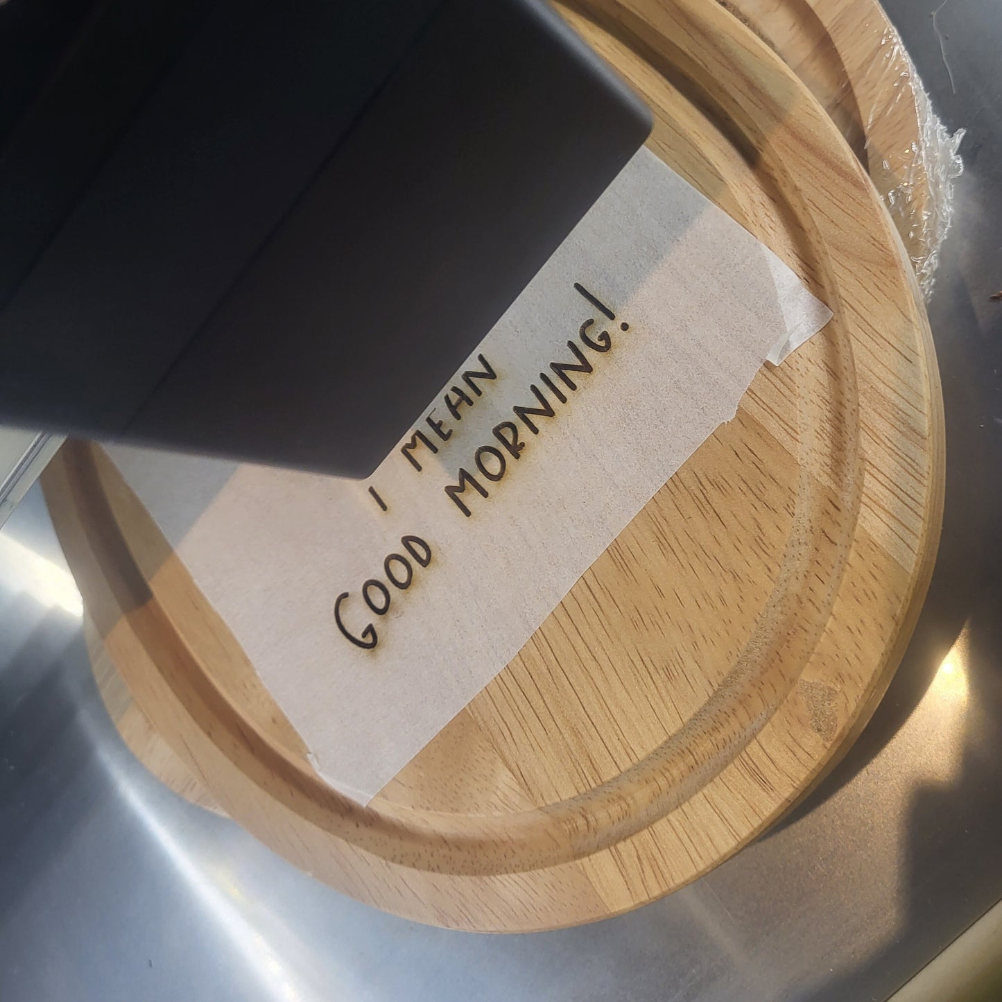 'And Here We Go Again' Engraved Breakfast Egg Board